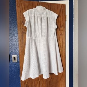 White & Black Pokadots Dress